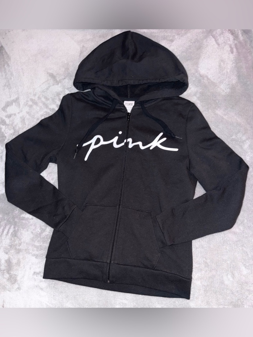 PINK Victoria’s Secret Black Full Zip Y2K Hoodie XS